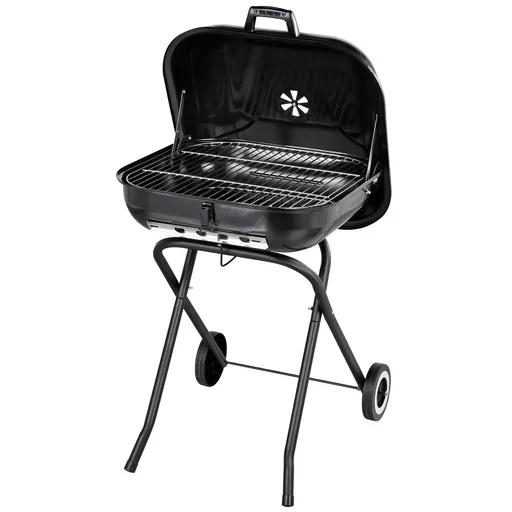 "Charcoal grill with wheels, grill cart, metal, black image"