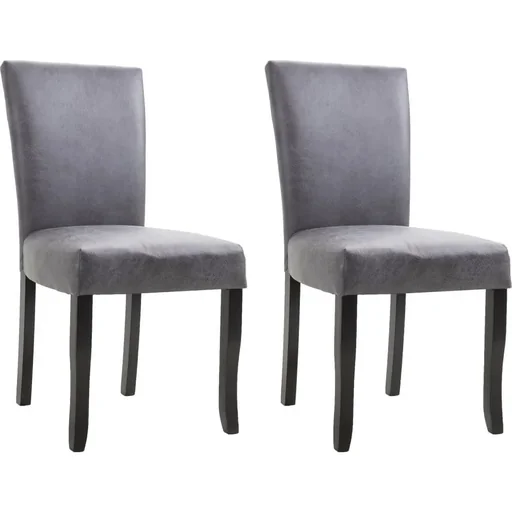 "Dining room chairs 2 pieces faux leather grey image"