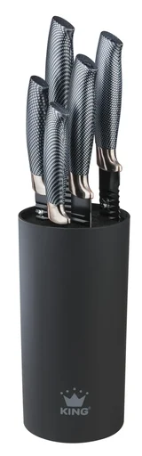 "Knife set with knife block, in carbon look, black/rose gold, 6-piece image"