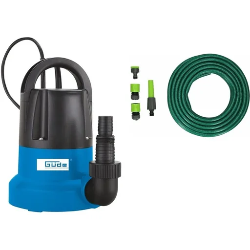"Flat suction pump GFS401S - 400W - 7000 L / h Including 15 m garden hose with nozzle and fittings image"