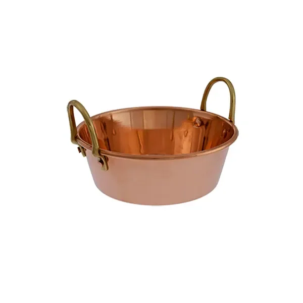 "Pot, jam pot, stewpan - brass and copper, diameter: 16 cm image"