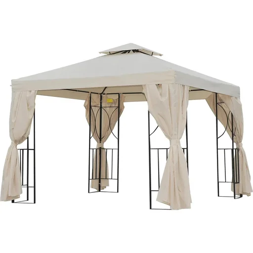 "Garden gazebo, pavilion approx. 3 x 3 m, double roof, party tent, marquee, 4 x double side panels, waterproof, UV protection, metal po image"