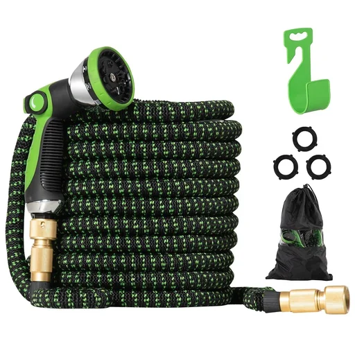 "Garden hose flexible 22.5 m with 10 functions spray nozzle water hose with 1/2 inch & 3/4 inch connection hose deh image"