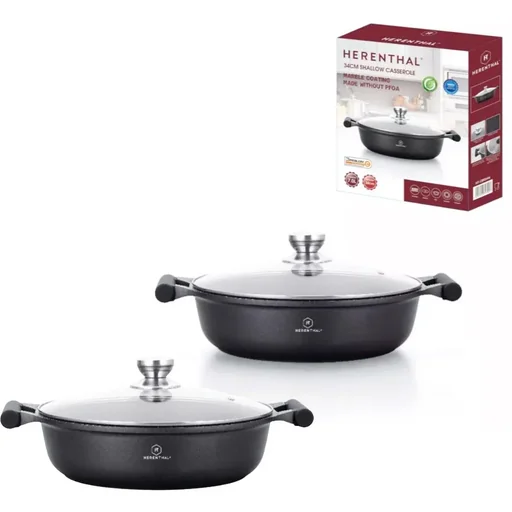 "Herenthal 2-piece cookware set - Low fryer with glass lid - 26cm and 34cm image"