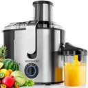 Juicer for fruit & vegetables - stainless steel - large filling opening