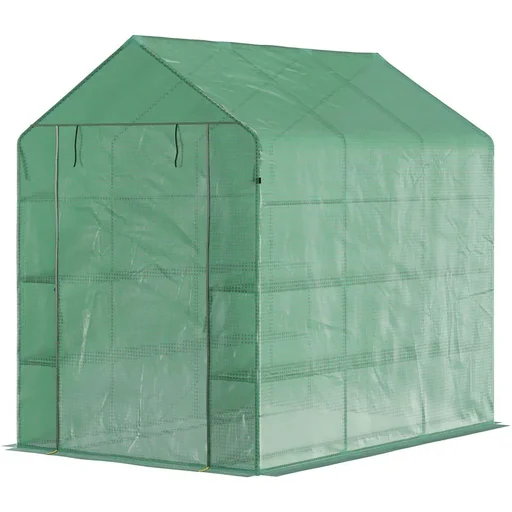 "Plastic greenhouse greenhouse with flower shelf cold frame tomato house plant house for garden, made of steel tube and image"