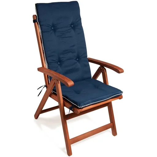"6x Vanamo Blue seat cushions with cream cover - 120 x 45 x 5cm image"