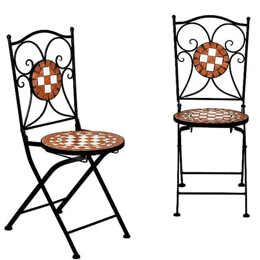 "Mosaic chair GERNIKA with metal frame and foldable set of 2 image"