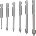 HM glass drill bit set with 1/4" hexagon socket, 6 pieces