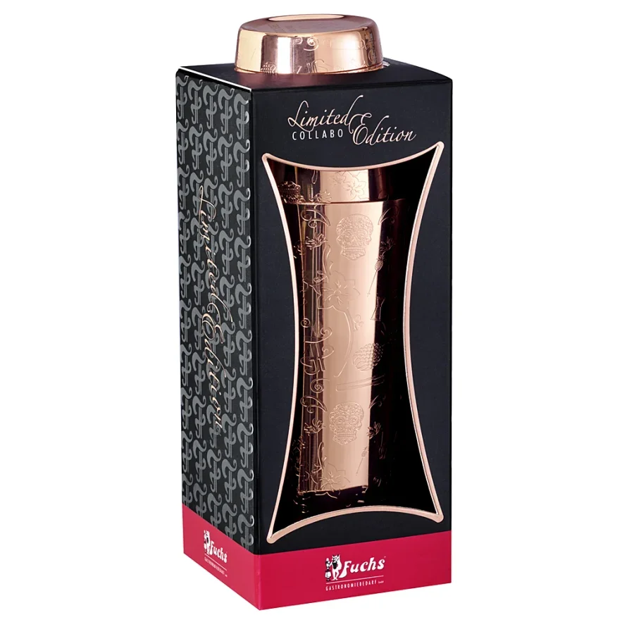 "Cocktail shaker - Collabo *Classic* TIN on TIN, 28oz/18oz, stainless steel, limited edition, copper-plated image"