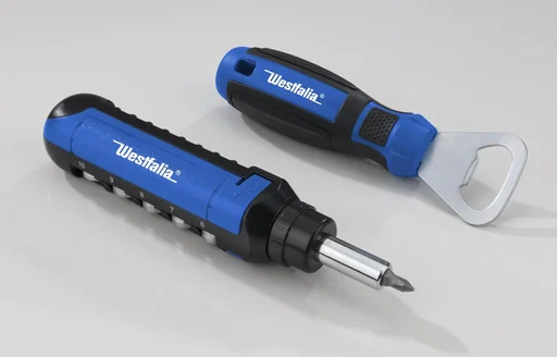 "Ratchet screwdriver 16 in 1 including bottle opener image"