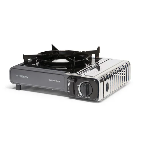 "Camp'Bistro 3, camping stove 2,200 watts, piezo ignition, enamelled steel pot holder, including case image"