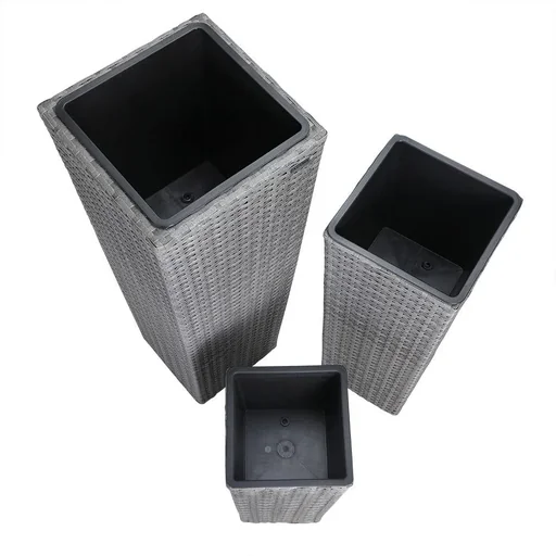 "Flower pots - 3 pieces - polyrattan image"