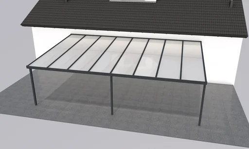 "Patio roof Premium, anthracite, 8125 x 5060 mm - Polycarbonate multi-wall sheets 16 mm, white striped image"