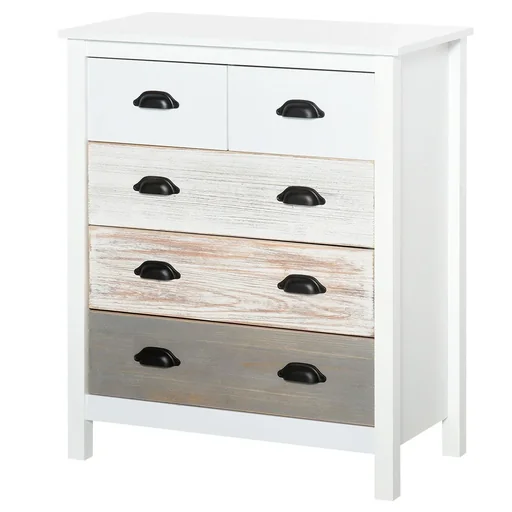 "Drawer cabinet side cabinet with 5 drawers chest of drawers MDF fir wood 70 x 38 x 85 cm image"