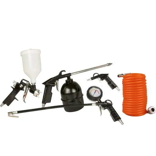 "ATM1036 Pneumatic tool set - 5 pieces - paint spray gun - spray gun - groove filler - blow-out gun - spiral hose image"