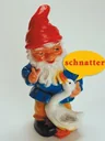 Dwarf with goose - with motion detector, chattering, 32 cm