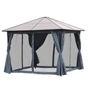 Pavilion 3 x 4m garden pavilion party tent with side panels PC roof aluminum dark gray