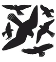 Warning bird sticker for windows, black, 30 x 30 cm