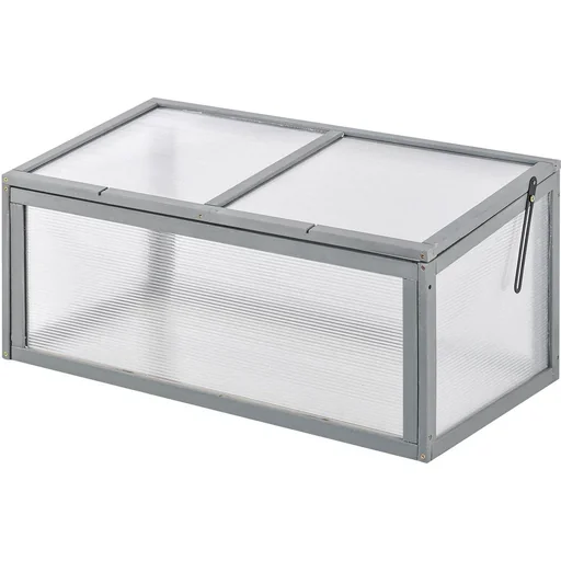 "Mini greenhouse, wood + polycarbonate, grey, 90 x 46 x 40 cm image"