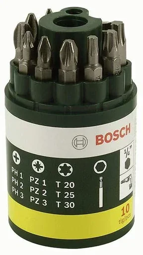 "Screwdriver bits, round tin, 10 pcs. image"