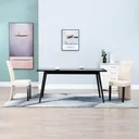 2-piece dining room chairs, cream faux leather