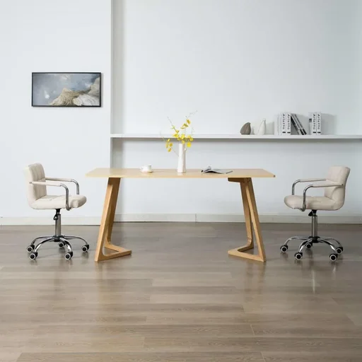 "Dining room chairs, swivel, 2 pieces, fabric cream image"