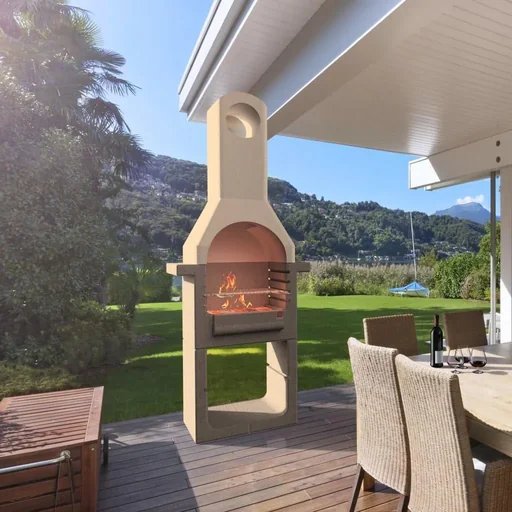 "Charcoal grill with concrete chimney image"