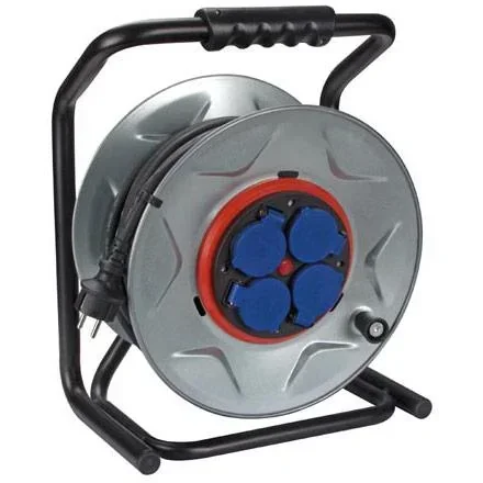 "PROFESSIONAL CABLE REEL WITH ANTI-TWIST SYSTEM - NEOPRENE - 25 m - 3G2.5 - 4 SOCKETS - EARTHING CONTACT (GERMAN SYSTEM) image"
