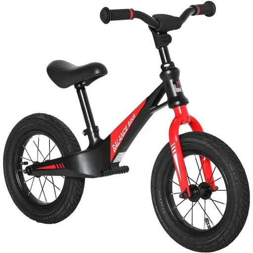 "Balance Bike - Rubber Tires - Black/Red - 90 x 40 x 54-58.5 cm image"