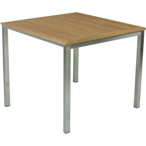 "Table DENVER, 90x90cm, brushed stainless steel 304 / teak FSC 100% image"
