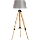 Floor lamp tripod height adjustable 99-143cm E27 pine grey