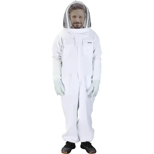 "Beekeeping suit with goatskin gloves - Cotton - White - XXXL image"