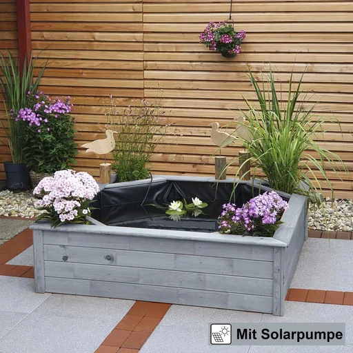 "Raised pond with 4 side planting zones Solar, grey image"