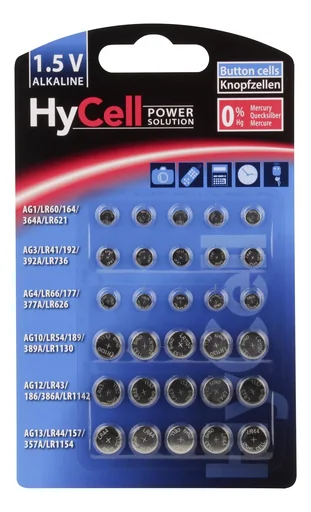 "Alkaline button cell assortment 30 pieces image"