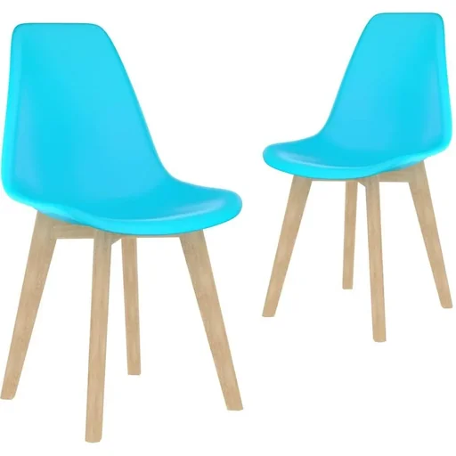 "Dining table chairs, 2 pieces, blue plastic image"