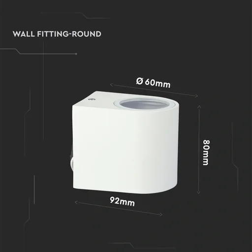 "VT-7651RD Outdoor Wall Light - GU10 - White - Round - IP44 image"