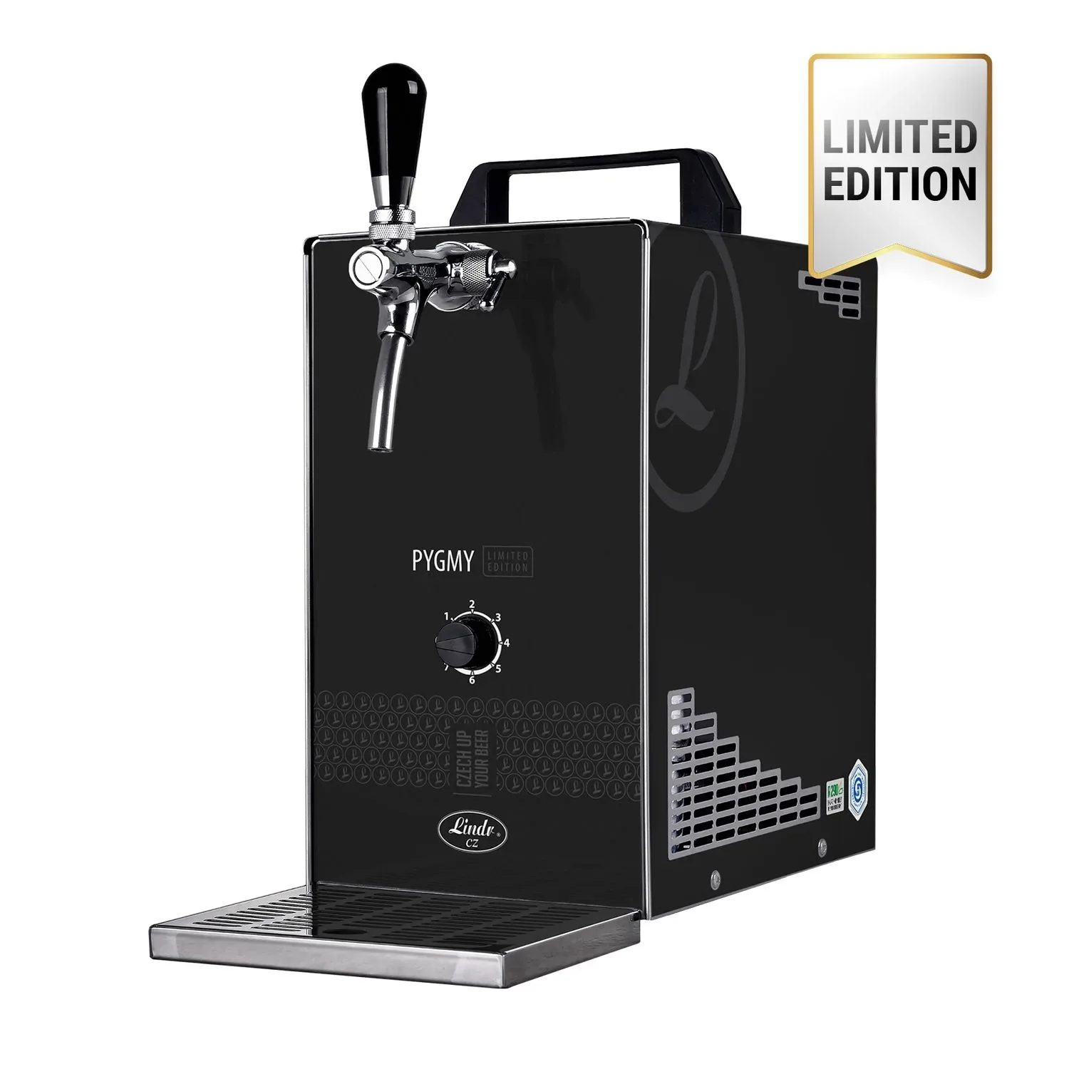 "Beer Dispenser, Beer Machine - PYGMY 25/K LIMITED EDITION with membrane pump, 1-line dry cooling device made of stainless steel, 35 liters/h, Green Line image"
