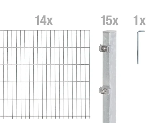 "Double rod mesh fence complete set, hot-dip galvanized, height 80 cm, length 28 m image"