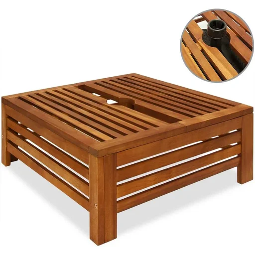 "Parasol base table, garden table, side table, parasol base cover, acacia wood 62x62x26cm image"