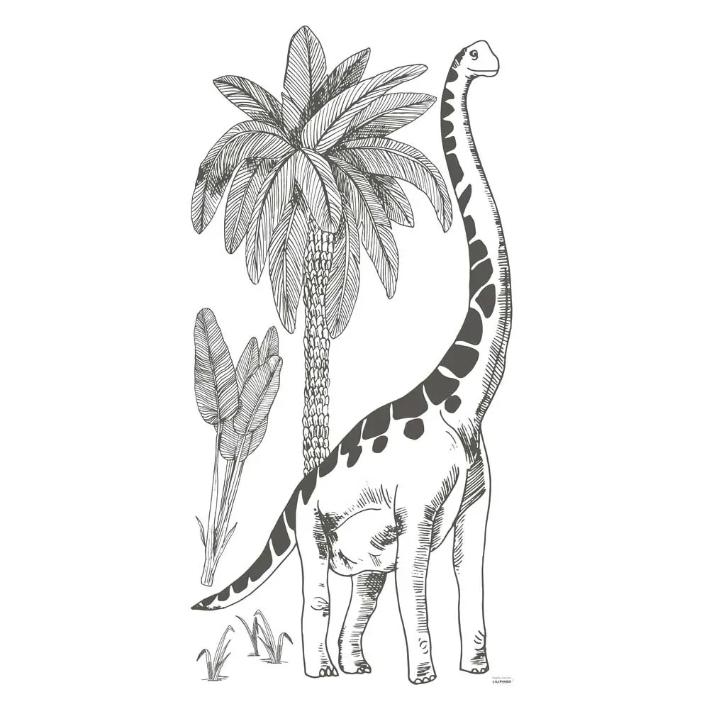 "Lilipinso Wall Sticker XL Brontosaurus with palm trees image"