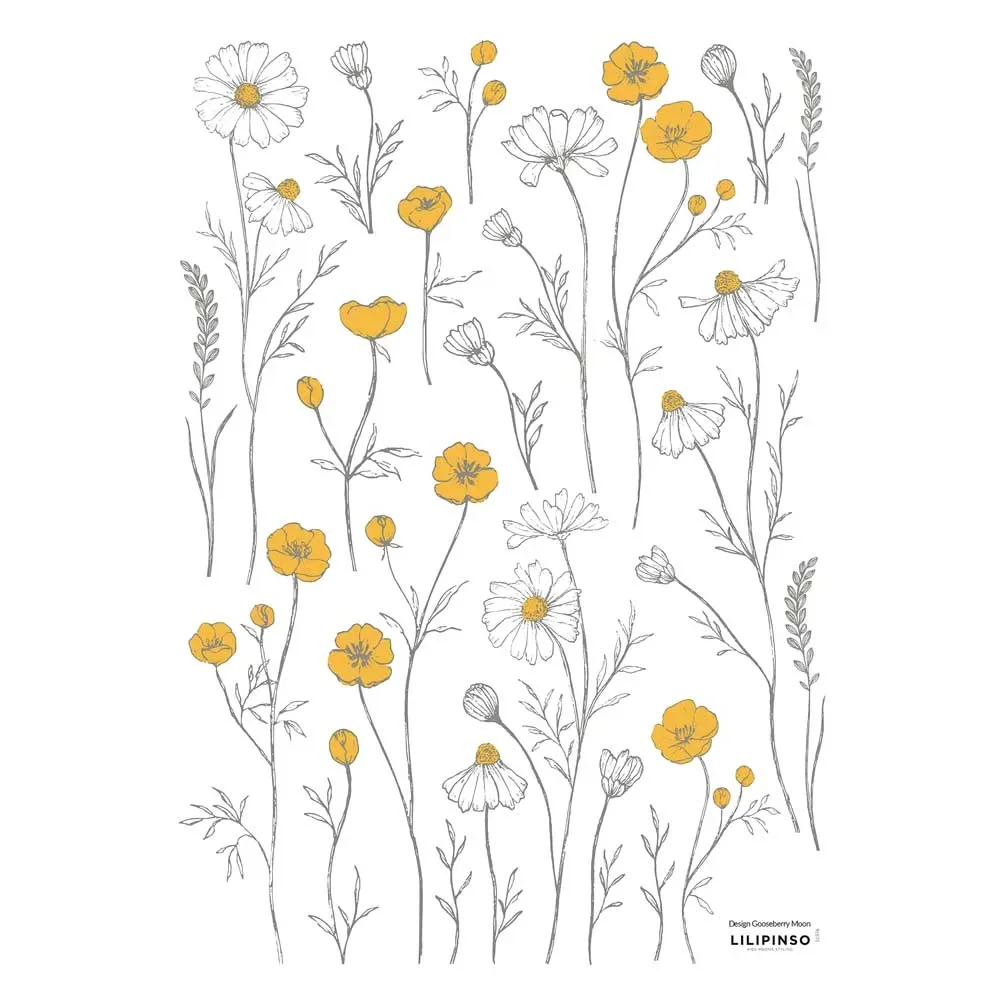 "Lilipinso Wall Sticker A3 Chamomile & Butterflower Small image"