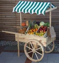 Market cart with canopy white/red