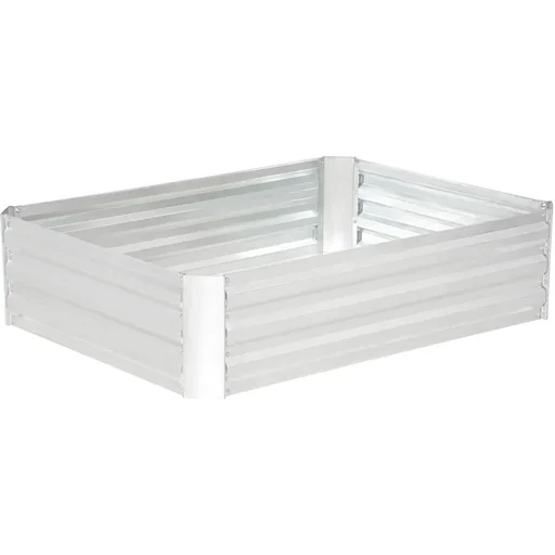 "Raised bed made of galvanized steel garden bed planter for garden flower box flower pot silver 120 x 90 x 30 cm image"