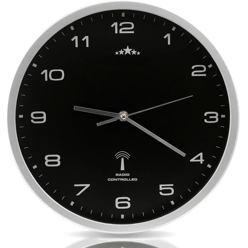 "Wall clock radio Ø 31cm - black/silver image"