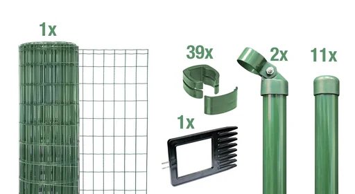"Fix-Clip Pro as a complete fence set, for setting in concrete, green, height 122 cm, length 25 m image"
