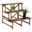 Plant staircase flower shelf fir wood 3 steps L100 x W80 x H80cm