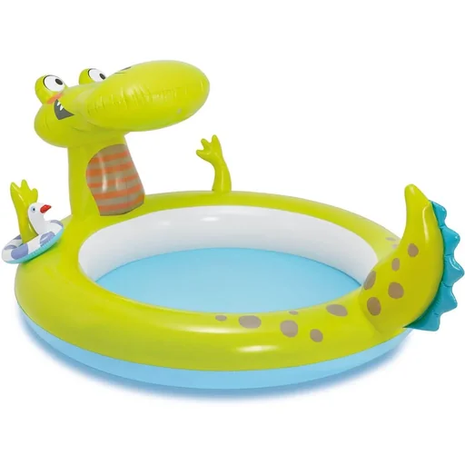 "Inflatable crocodile-shaped swimming image"