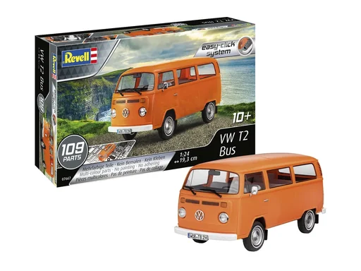 "VW T2 Bus model kit in 1:24 scale including glue, brush and main colors - 109 parts image"