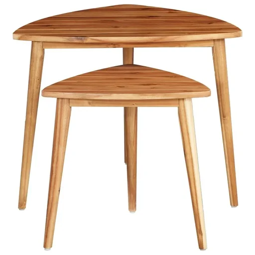 "2 pieces table solid acacia wood image"